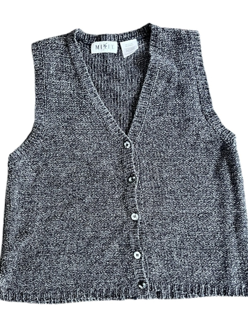Mixit Black & White Marled Knit Vest